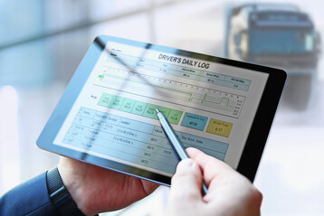 Logbuch auf einem Tablet fr Firmenwagen