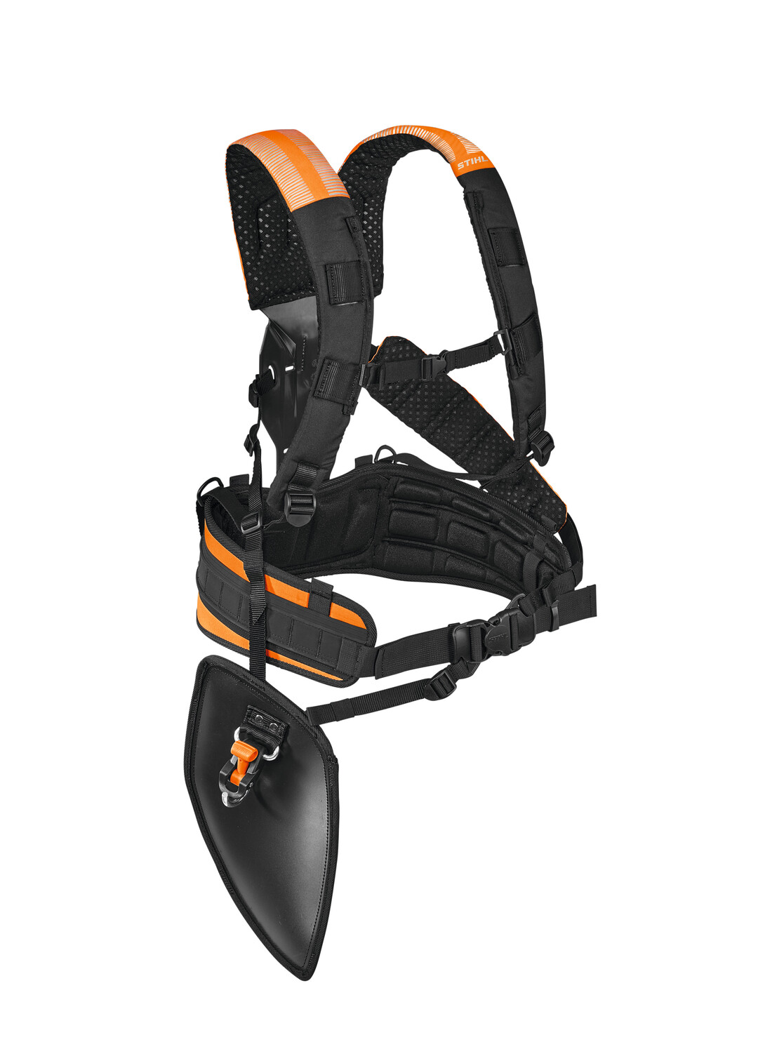 Das modulare Gurtsystem STIHL ADVANCE X-Flex bietet Profis eine flexible Lsung fr die ergonomische Arbeit mit verschiedenen Gerten und fr das Verstauen des notwendigen Equipments.