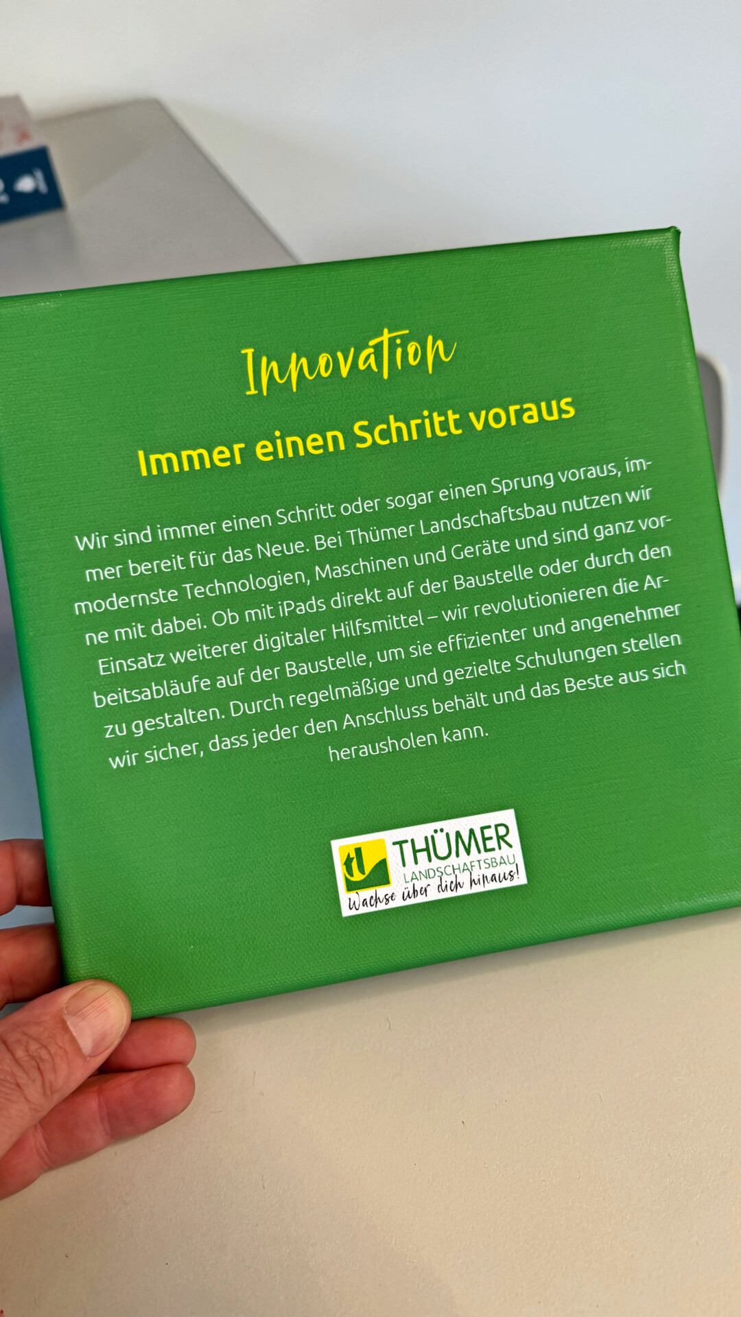 Diese Tafeln geben die Firmenphilosophie wieder.