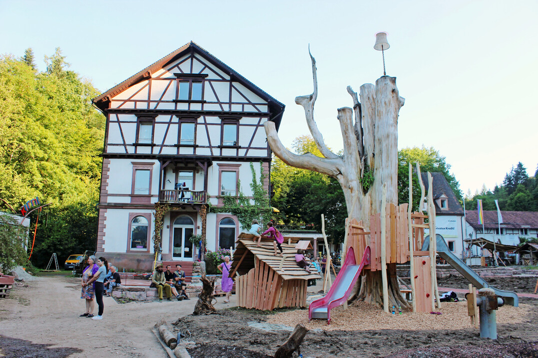 Aus der alten 
<i>Thuja </i>
wurde im Zuge des Projektes ein Spielplatz.