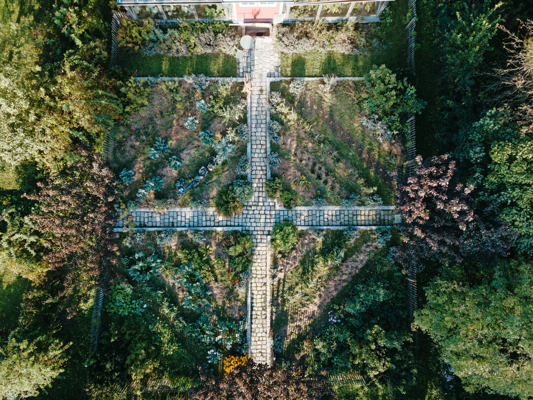 Kreuzgarten-Aufteilung im Gemüsegarten