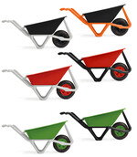 Die Karro Schubkarre gibt es in verschiedenen Farbkombinationen und Bereifungen