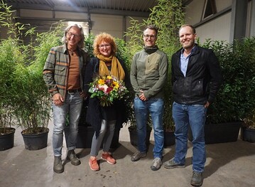 Hans-Joachim Thomann, Ulrike Geiger, Michael Storz, Markus Moser bei der Verabschiedung und Amtsbergabe an den neuen Regionalvorsitzenden.