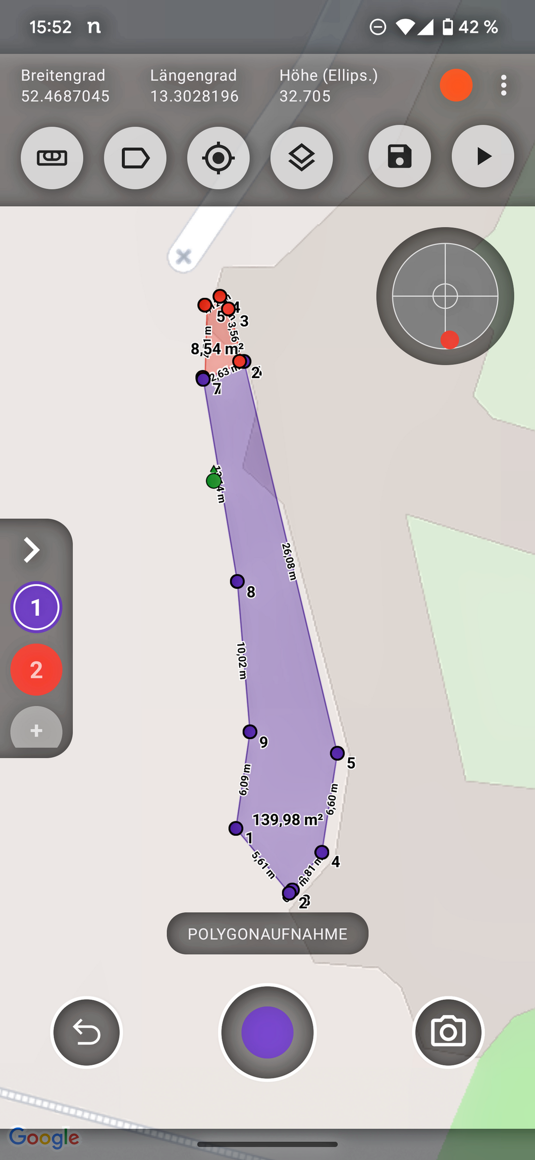 Die Pflanzfl�che auf dem Bildschirm