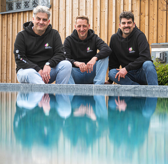 V. l. Alexander Jehle, J�rgen Schneider, Daniel Jehle von Schleitzer baut G�rten, M�nchen