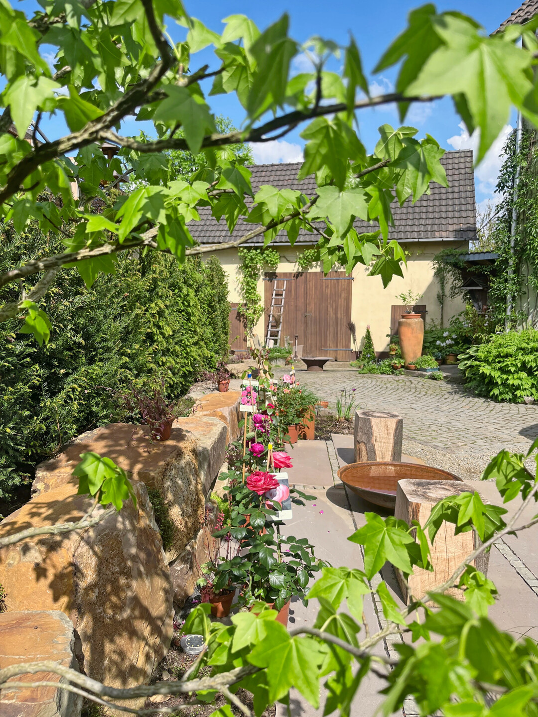 Der Hof entwickelt sich langsam zum Schaugarten.