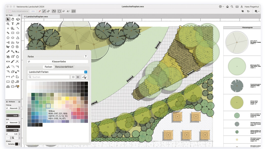 Farbpalette fr die Landschaftsgestaltung