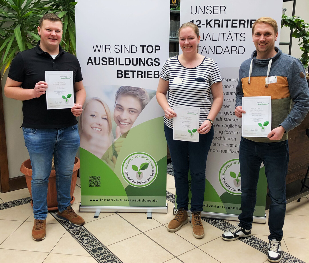 Das aktuelle Ausbilder-Team bei Firma Meyer zu Hrste: Tim Bentrup, Roswitha Somberg und Philipp Heggemann (v. l. n. r.)