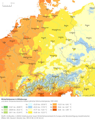 Winter Hardiness Zone Map Central Europe 2020  2024 by Elena Wulff & Jrgen Bouillon is licensed under CC BY-SA 4.0