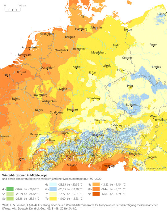 Winter Hardiness Zone Map Central Europe 2020  2024 by Elena Wulff & Jrgen Bouillon is licensed under CC BY-SA 4.0