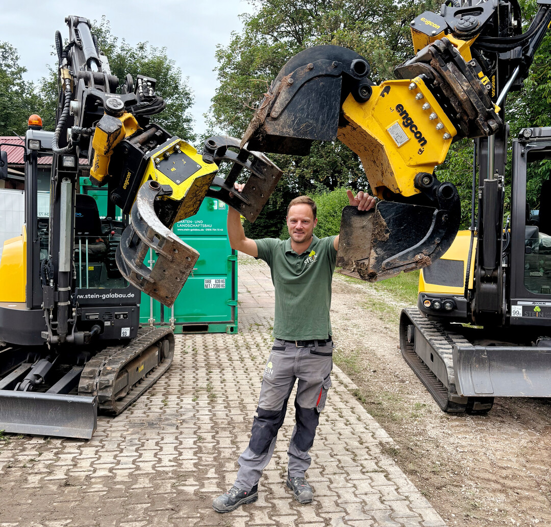 Viel Maschinentechnik verwendet Tobias Stein aus Zirndorf bei Nrnberg auf allen seinen Baustellen. Das erleichtert und beschleunigt seine Arbeit.