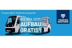 Tropos Motors Europe verlängert das Aktionsangebot für seine kompakten E-Transporter um vier Wochen: Noch bis zum 30. April erhält jeder Kunde bei Unterschrift eines Kaufvertrags für ein Neufahrzeug der Tropos ABLE Reihe eine Pritsche oder einen Kofferaufbau L gratis.