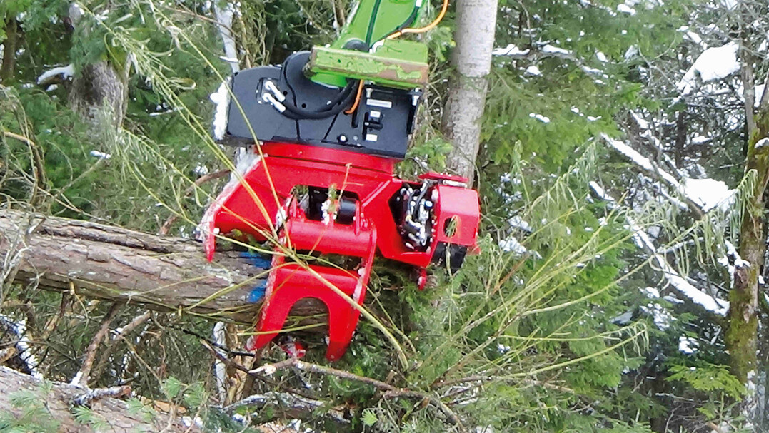 Sicherer Griff: Stmme bis 53 cm Durchmesser packt der KINSHOFER Fllgreifer  KM 634-0,25-3Z mit seinen drei Fingern kraftvoll (13 kN) und legt sie problemlos ab
