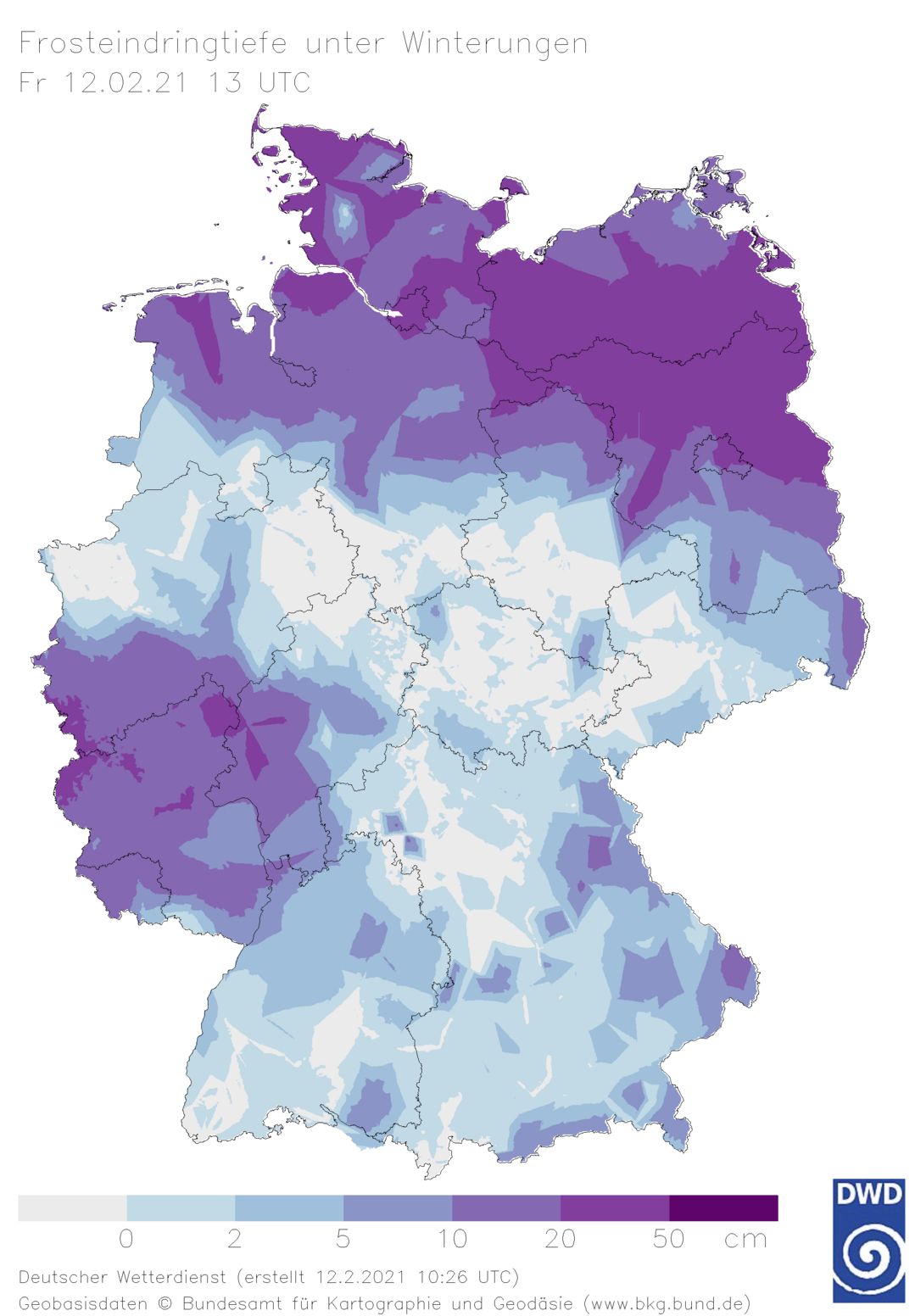 Frosteindringtiefe bei bewachsenem Boden