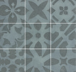 Die Großfoprmatplatten "Cemento" lassen sich aus einzelnen 25 x 25cm-Dekorplatten zusammensetzen.