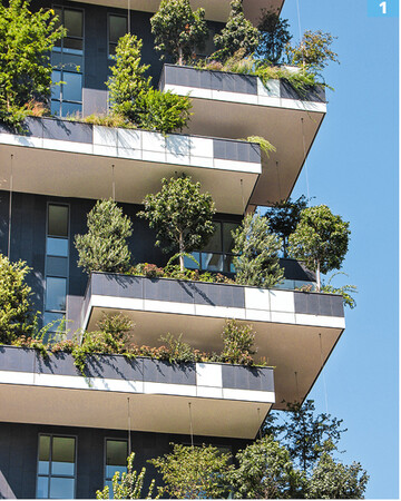 Beim Mailnder Hochhaus „Bosco Verticale" („vertikaler Wald") wurden die Gehlze in den Gefen verankert.