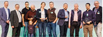 V. l.: Alfred Rombeck (Leiter GaLaBau-Fachhandel), Prof. Gerd Helget (Hochschule Geisenheim), Oliver Bachmeier (Danhauser Bauzentrum), Stefan Kraus (Kraus Garten- und Landschaftsbau aus Ihrlerstein, 3. Platz), Elisabeth und Florian Vierthaler (Thalhausen, 2. Platz), Dieter Vogel (Publikumspreis), Michael Samek (ProBau Kugel), Davit Arican (A & S GrünBau aus Moers, 1. Platz), Hans Sandmeier (Josef Fahr)