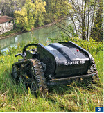 Der Raptor 800 von Herkules hat ein Sichelmähwerk mit Pendelklingen. Die Arbeitsbreite beträgt 80 cm, die Schnittbreite ist von 35 bis 130 mm einstellbar.