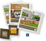 Mit elegant durchgestalteten Foldern und Broschüren wirbt die Firma für ihre Leistungen.