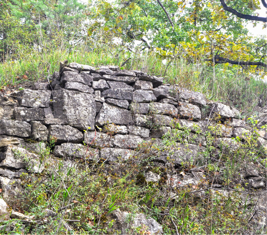 Sanierungsbedrftige Mauer in der Weinlage Sommerstuhl mit groem kologischen Wert