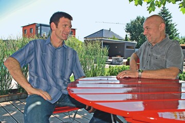 Ergnzen sich perfekt: Landschaftsgrtner Martin Steger (links) und Metalldesigner Werber Dobler