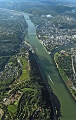 Koblenz von oben: Die schöne Lage am Rhein ist derzeit für die Verkehrsplaner der BuGa eine echte Herausforderung