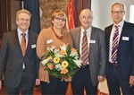 2 Abschied in Friedewald: Gerhard Roßkopf (hier mit Frau Gisela, Guntram Löffler (li.) und Jens Heger) verlässt das Präsidium.