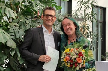 Gunter Mann und Patrick Blanc, dem 200. Mitglied der FBB.