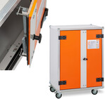 Der neue Sicherheits-Ladeschrank von Cemo. Seine druckentlastende Tür mit Federverschluss-System hilft, Gasexplosionen zu vermeiden.