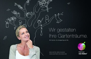 Soll Frauen zur Verwirklichung ihrer Gartentrume anregen: Neues Motiv der Imagekampagne der Grtner von Eden.