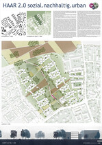 Siedlungserweiterung Haar – sozial.nachhaltig.urban,
Verfasserin: Bettina Hämmerle,
Betreuer: Prof. Susanne Burger, Prof. Christoph Jensen,
Studiengang: Bachelorarbeit im Studiengang Landschaftsarchitektur, VR Stadtplanung
