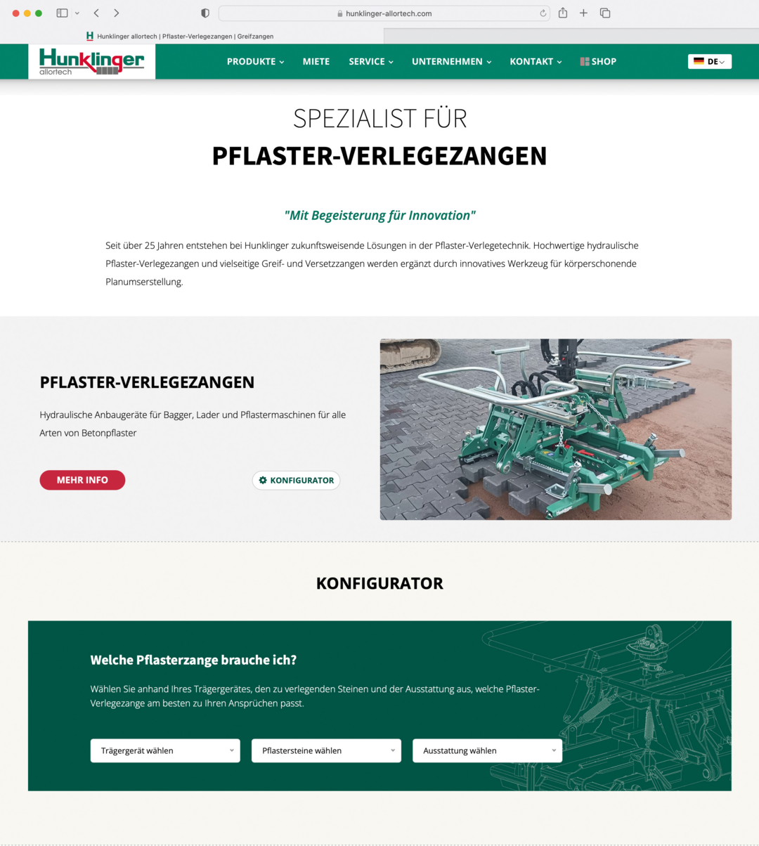 Die neue Website von Hunklinger
