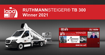  Der RUTHMANN STEIGER TB 300 wurde bei den IAPA Awards 2021 zum "Produkt des Jahres - Fahrzeugaufbau" ausgezeichnet