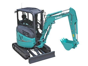 Mit nur rund 3.100 kg Betriebsgewicht bringt die Kabinenversion der Kobelco SK28SR-7 vollen Komfort in der 3-t-Klasse.
