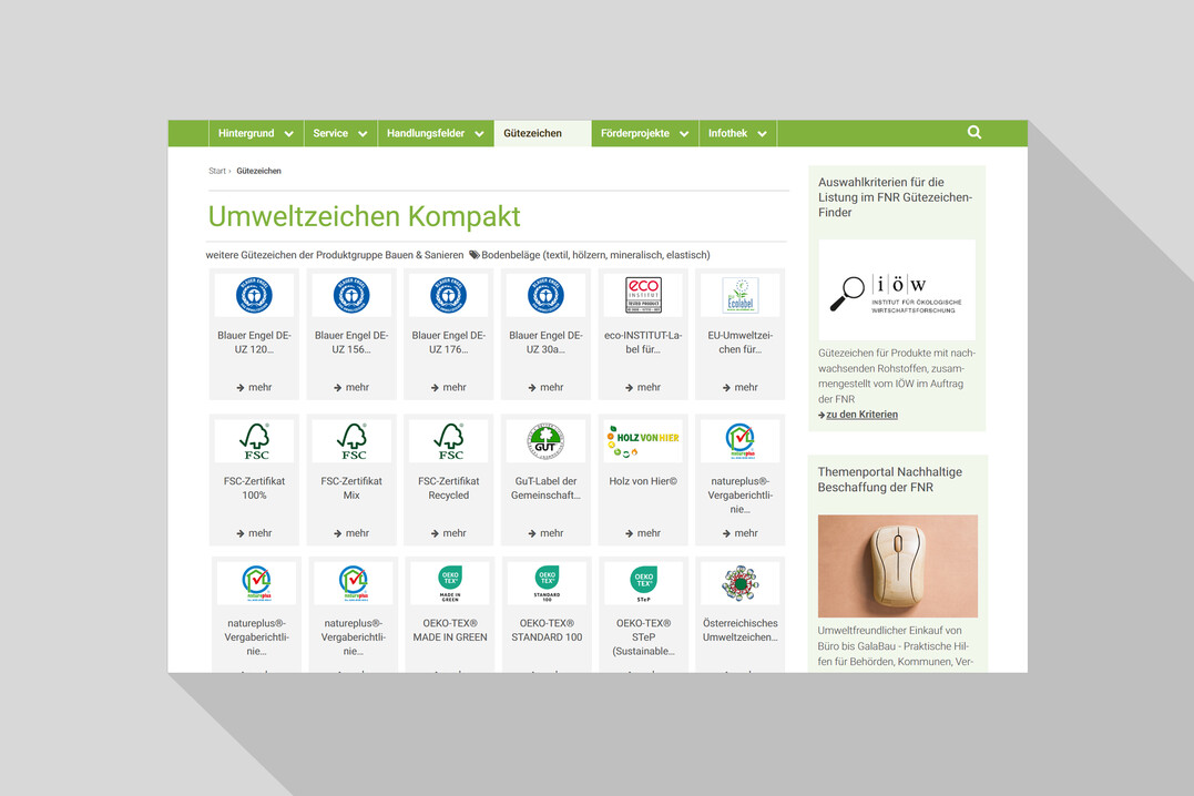 Orientierung im Gütezeichen-Dschungel: „Umweltzeichen Kompakt“ listet Zeichen für Produkte und Dienstleistungen mit nachwachsenden Rohstoffen – im Sinne einer zukünftigen Bioökonomie.