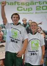 Deutsches Meisterteam: Die angehenden Landschaftsgärtner Tamara Kaufmann und Rouven Förschner aus Baden-Württemberg qualifizierten sich beim bundesdeutschen „Landschaftsgärtner-Cup 2014“ in Nürnberg für die Teilnahme an der Berufsweltmeisterschaft „WorldSkills 2015“ in São Paulo.