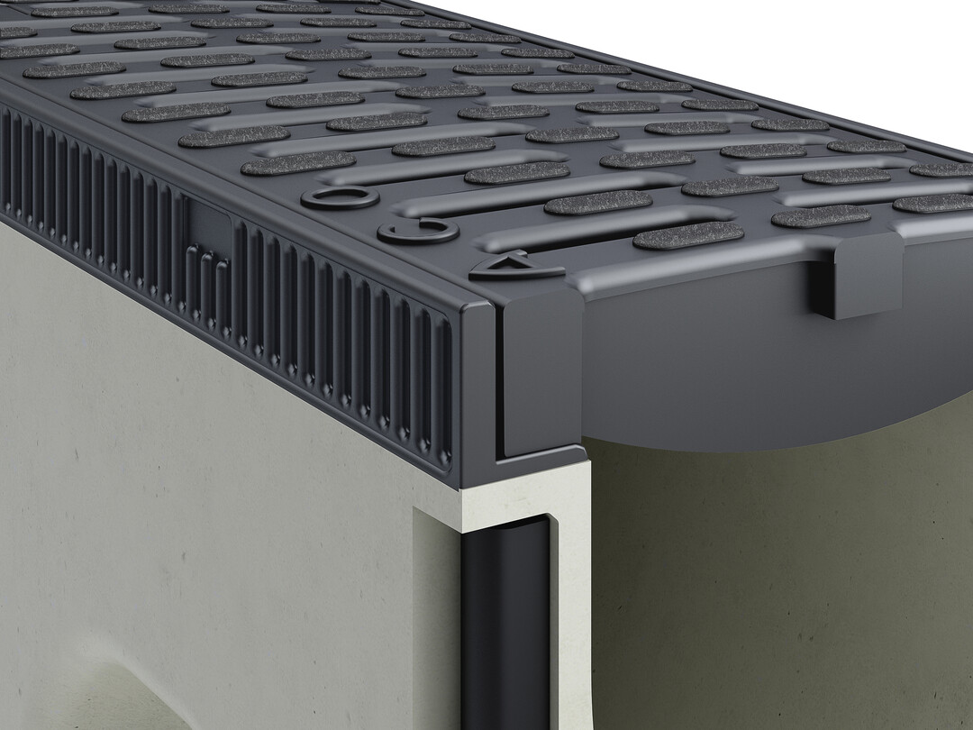 Neu: Materialgleichheit bei Kantenschutz und Rosten  Variante Kunststoff mit Microgrip-Rost