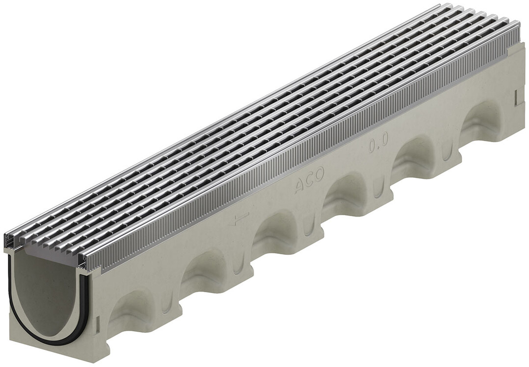 BU: ACO DRAIN Multiline NX Rinne mit Edelstahl Kante und Rost
