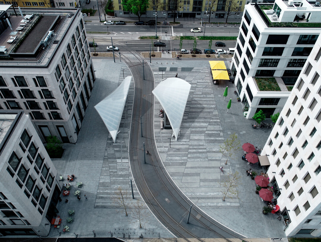 Schwabinger Tor in Mnchen mit Belgrano Naturstein (3D Grafik)