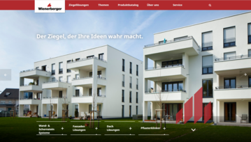 Modern und bersichtlich: Die neue Website von Wienerberger ist online (www.wienerberger.de). ber die Auswahl unten auf der Seite gelangt man direkt zu den Produktbereichen.