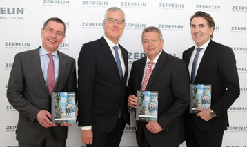 -	von links nach rechts: Christian Dummler, Geschftsfhrer und Chief Financial Officer, Peter Gerstmann, Vorsitzender der Geschftsfhrung, Michael Heidemann, stellvertretender Vorsitzender der Geschftsfhrung, und Jrgen-Philipp Knepper, Geschftsfhrer, prsentierten die Sonderpublikation des Zeppelin Konzerns im Rahmen des Bilanzpressegesprchs in Garching bei Mnchen.
