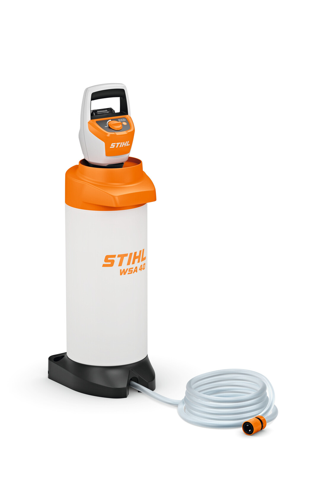 Mit seinem Akku-Pumpkopf STIHL PKA 30 und dem F�llvolumen von bis zu f�nf Litern gew�hrleistet der Akku-Wasserbeh�lter f�r die mobile Trennschleifer-Wasserversorgung STIHL WSA 40 eine konstante Wasserzufuhr ohne manuelles Pumpen und sorgt unabh�ngig von einem Wasseranschluss f�r eine wirkungsvolle Staubbindung. Der Akku-Pumpkopf PKA 30 ist au�erdem kompatibel mit den manuellen Druckwasserbeh�ltern SG 21 und SG 31 von STIHL, sodass diese einfach umger�stet werden k�nnen.
