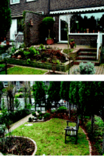 Links: Das kennt jeder: Der kleine Reihenhausgarten war vor der Umgestaltung von trauriger Gestalt