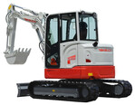 Die drei neuen Takeuchi Baggermodelle die auf der bauma vorgestellt werden: Die Kompaktbagger TB 335, TB 350 und der Mobilbagger TB 395 W.