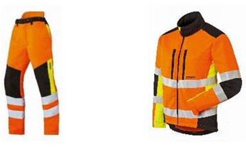 Praktische Details erleichtern den Arbeitsalltag: So verfgt die Jacke des Schnitt- und Warnschutzanzugs STIHL Protect MS ber zwei Brusttaschen mit Reiverschluss und auf der Rckseite ber eine Auslassffnung fr den Sicherungsgurt. Die Hose wartet mit zwei Seitentaschen, einer Ges- und einer Meterstabtasche auf.