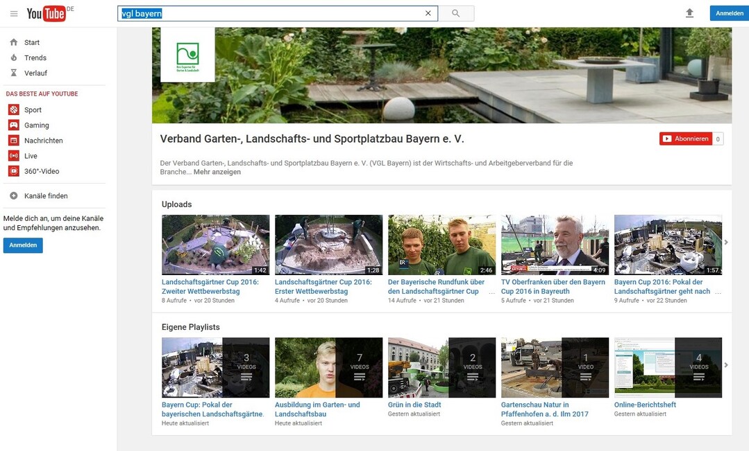 Der neue YouTube-Kanal vom Verband Garten-, Landschafts- und Sportplatzbau Bayern e. V.