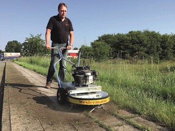  Die handgefhrte Wildkrautbrste WKB 660 Honda von Westermann sorgt fr eine grndliche, chemiefreie Wildkrautentfernung auf befestigten Untergrnden. 
 