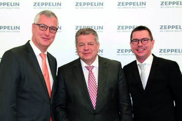 Peter Gerstmann, Vorsitzender der Geschftsfhrung, Michael Heidemann, stellvertretender Vorsitzender der Geschftsfhrung, und Christian Dummler, Geschftsfhrer und CFO, prsentieren die Jahresergebnisse fr das Geschftsjahr 2016 auf dem Bilanzpressegesprch in Friedrichshafen.