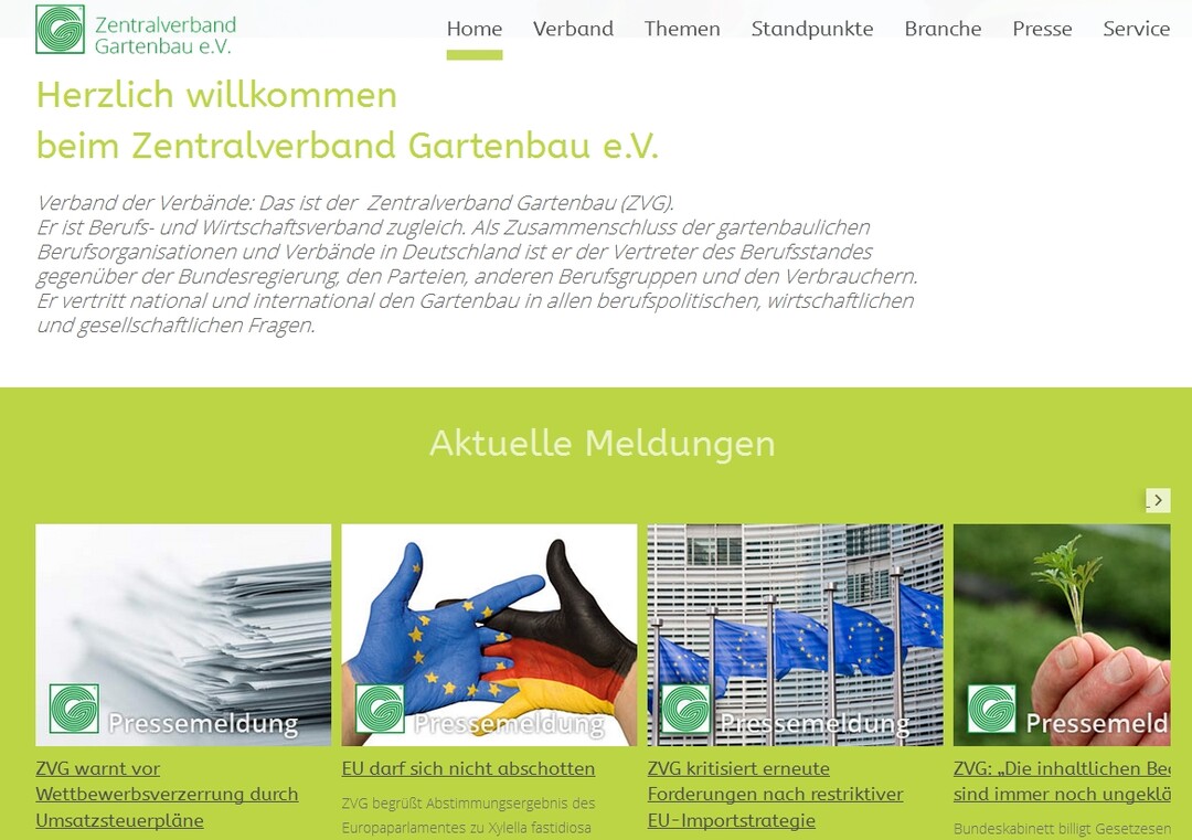 Die Homepage des Zentralverbands Gartenbau wurde grafisch und inhaltlich optimiert.